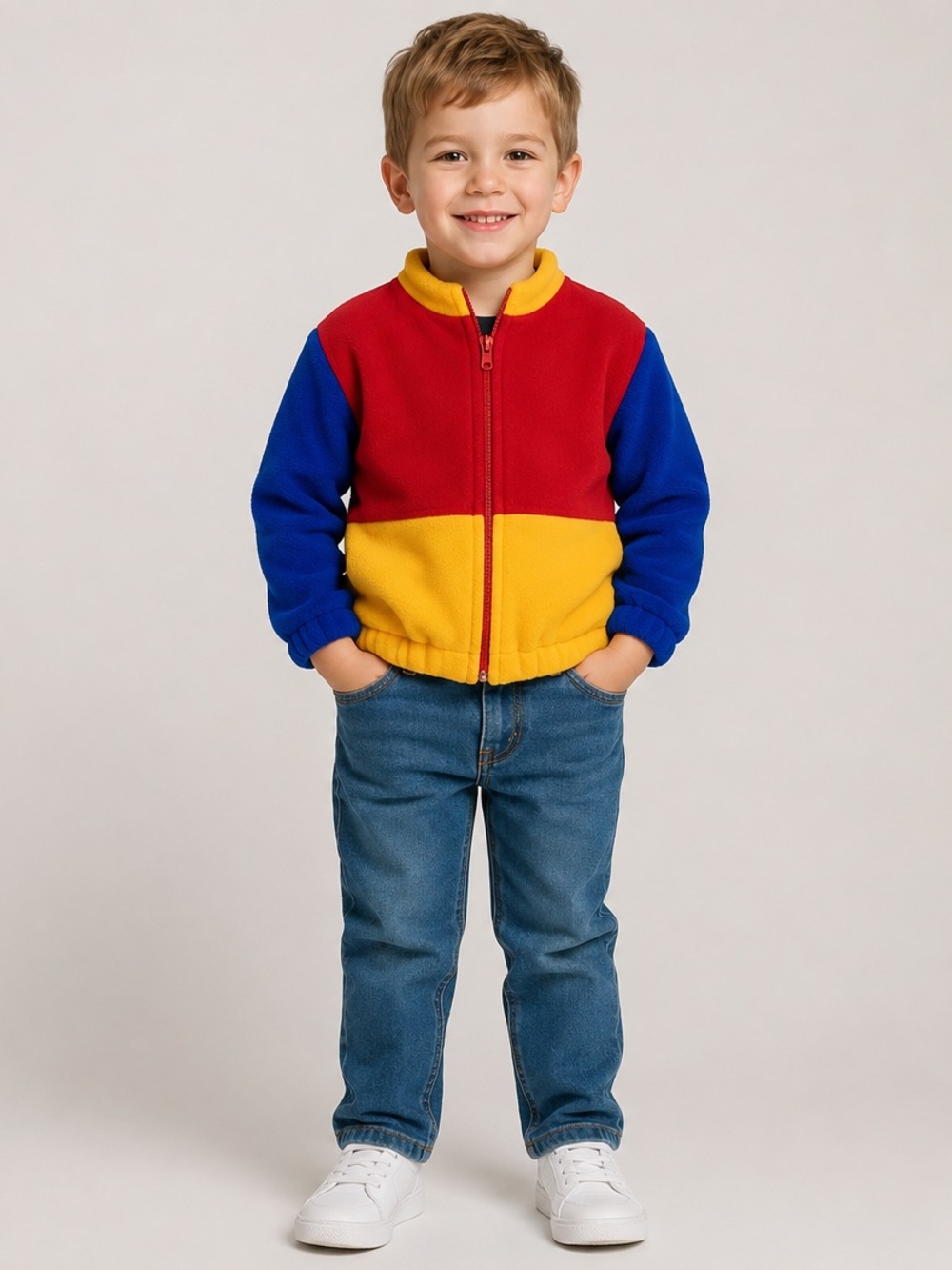 Colorful Handcrafted Fleece Zip-Up Jacket Retro 90's Vintage Fat Albert‎ Cottage